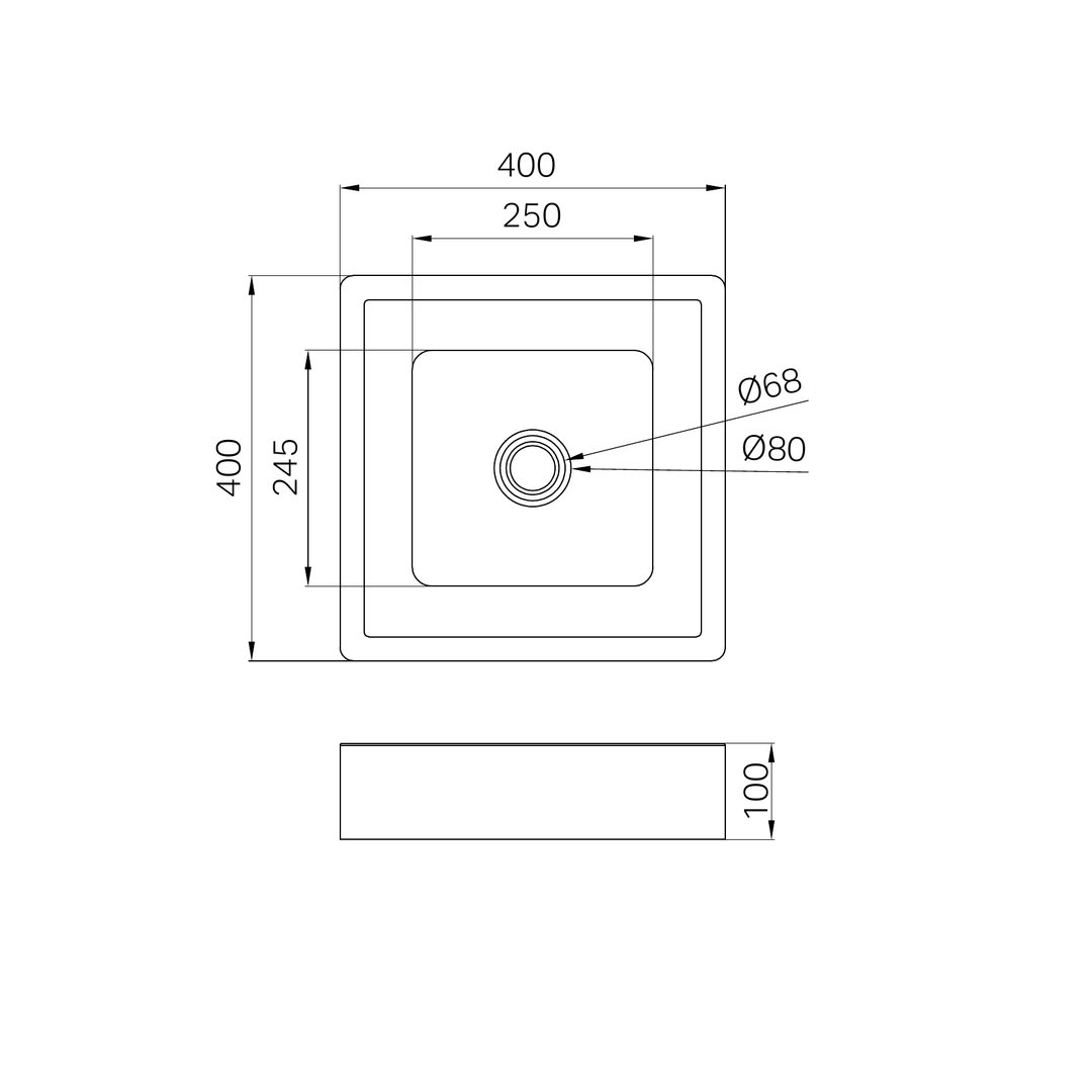 Nero Opal Square 400Mm Stainless Steel Basin - Brushed Bronze