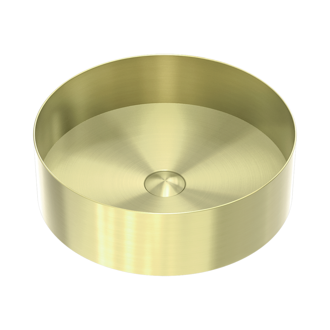 Nero Opal Round 400Mm Stainless Steel Basin - Brushed Gold