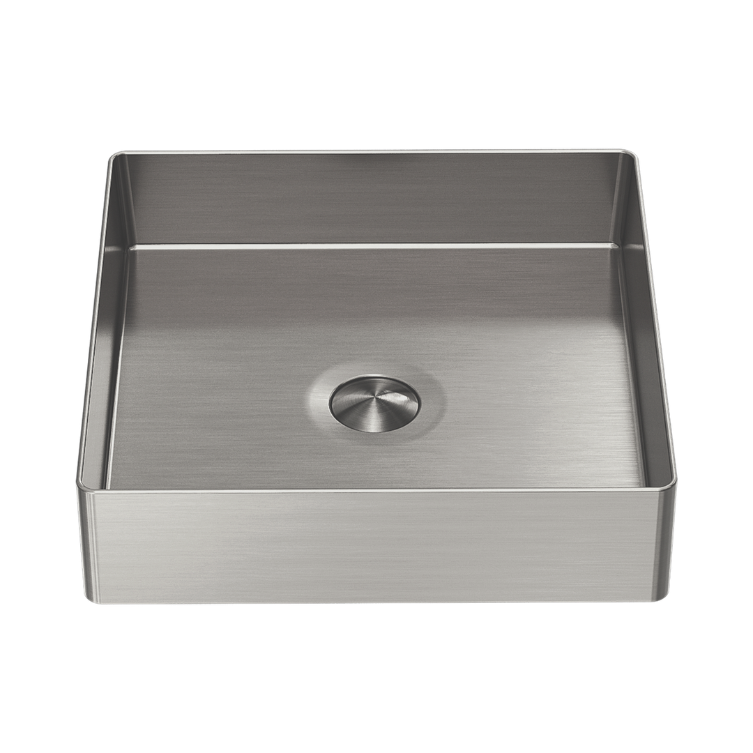 Nero Opal Square 400Mm Stainless Steel Basin - Brushed Nickel