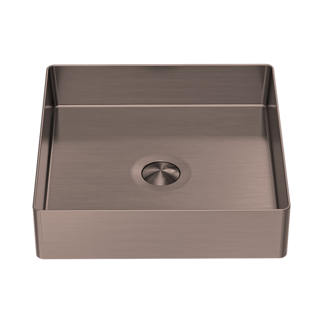 Nero Opal Square 400Mm Stainless Steel Basin - Brushed Bronze