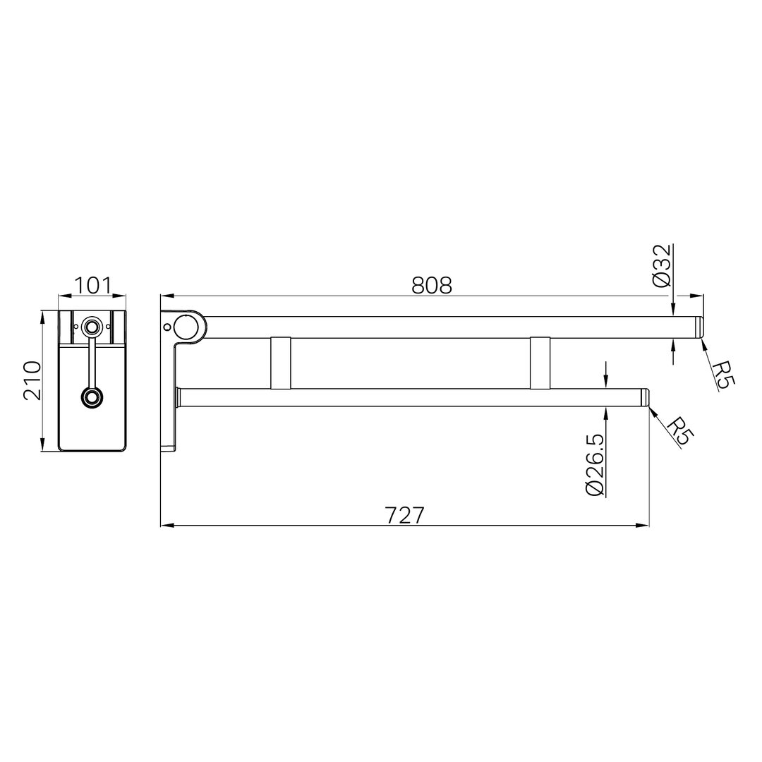 Nero Mecca Care Foldable Toilet Support Arm - Chrome