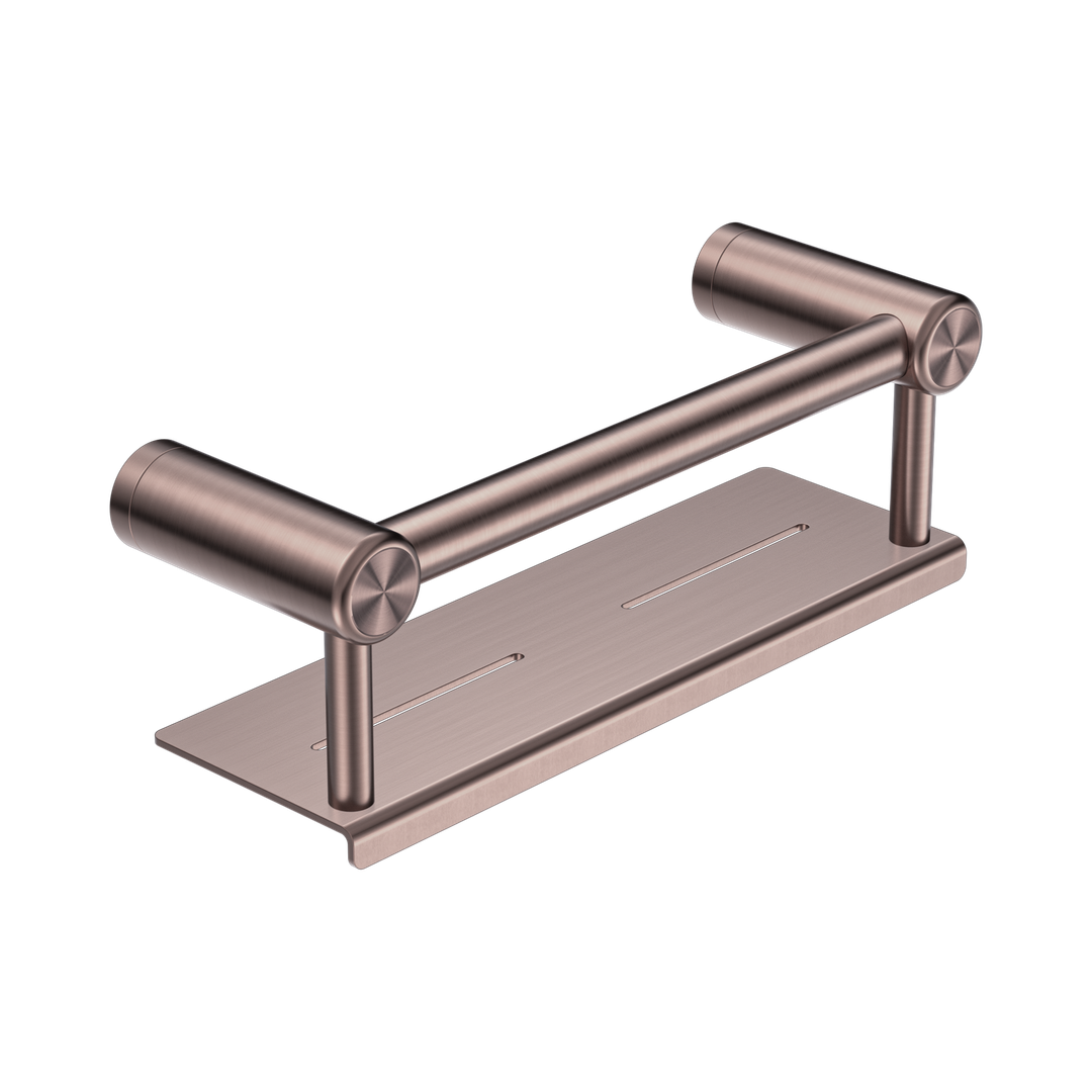 Mecca Care 25mm Nero Grab Rail With Shelf 300mm - Brushed Bronze