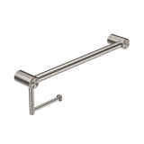 Nero Mecca Care 32mm Grab Rail With Toilet Roll Holder 450mm - Brushed Nickel