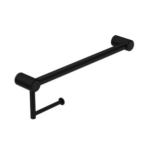 Nero Mecca Care 32mm Grab Rail With Toilet Roll Holder 450mm - Matt Black