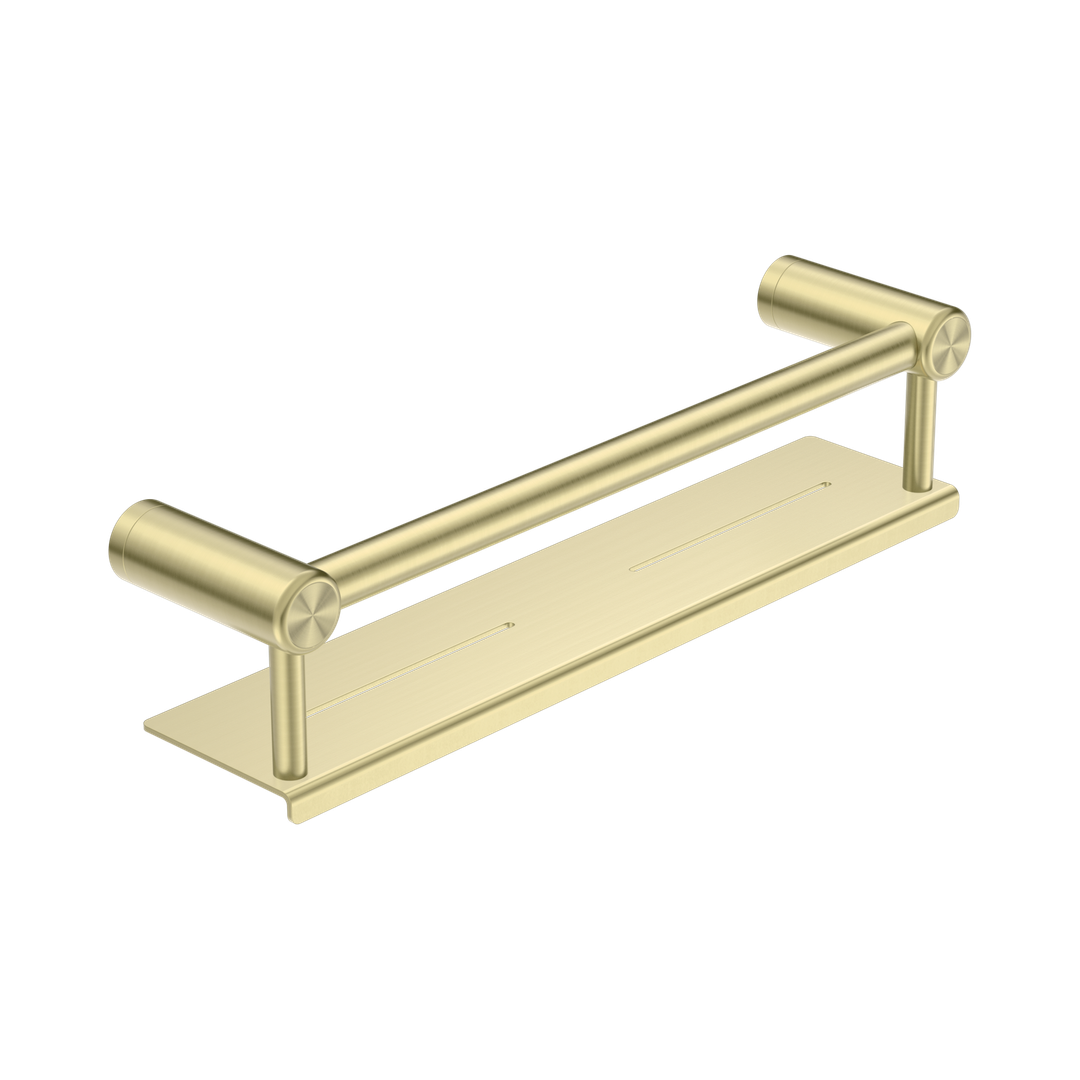 Nero Mecca Care 25mm Grab Rail With Shelf 450mm - Brushed Gold