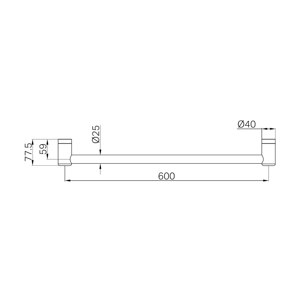 Mecca Care 25mm Nero Grab Rail 600mm - Chrome