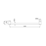 Mecca Care 25mm Nero Grab Rail 600mm - Chrome
