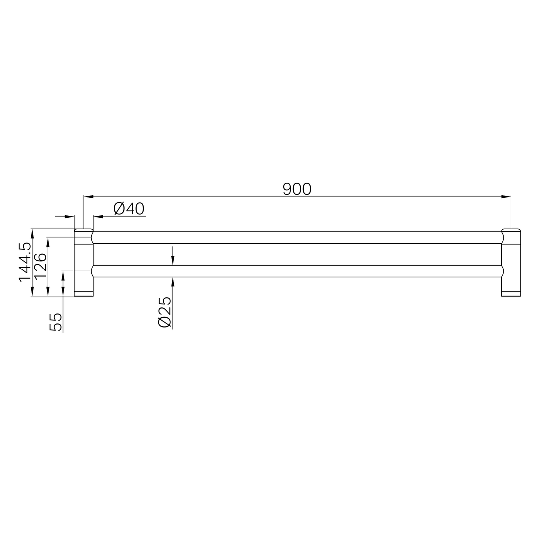 Mecca Care 25mm Double Nero Towel Grab Rail 900mm - Chrome