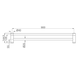 Mecca Care 25mm Double Nero Towel Grab Rail 900mm - Chrome