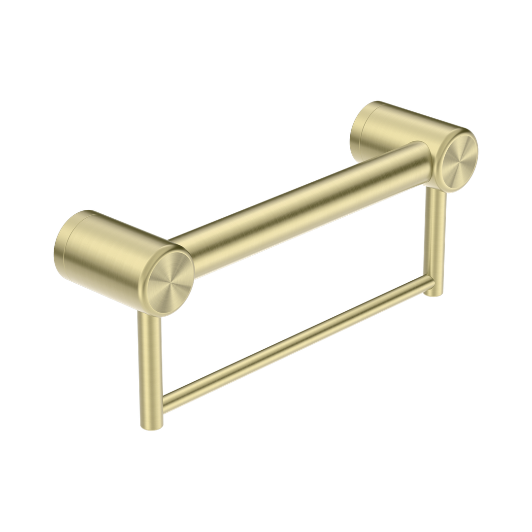 Mecca Care 32mm Grab Rail With Nero Towel Holder 300mm - Brushed Gold