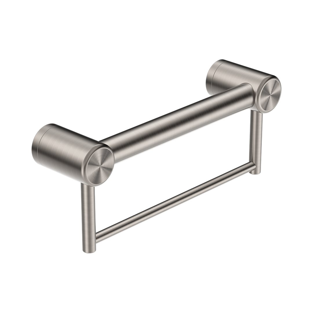 Mecca Care 32mm Grab Rail With Nero Towel Holder 300mm - Brushed Nickel