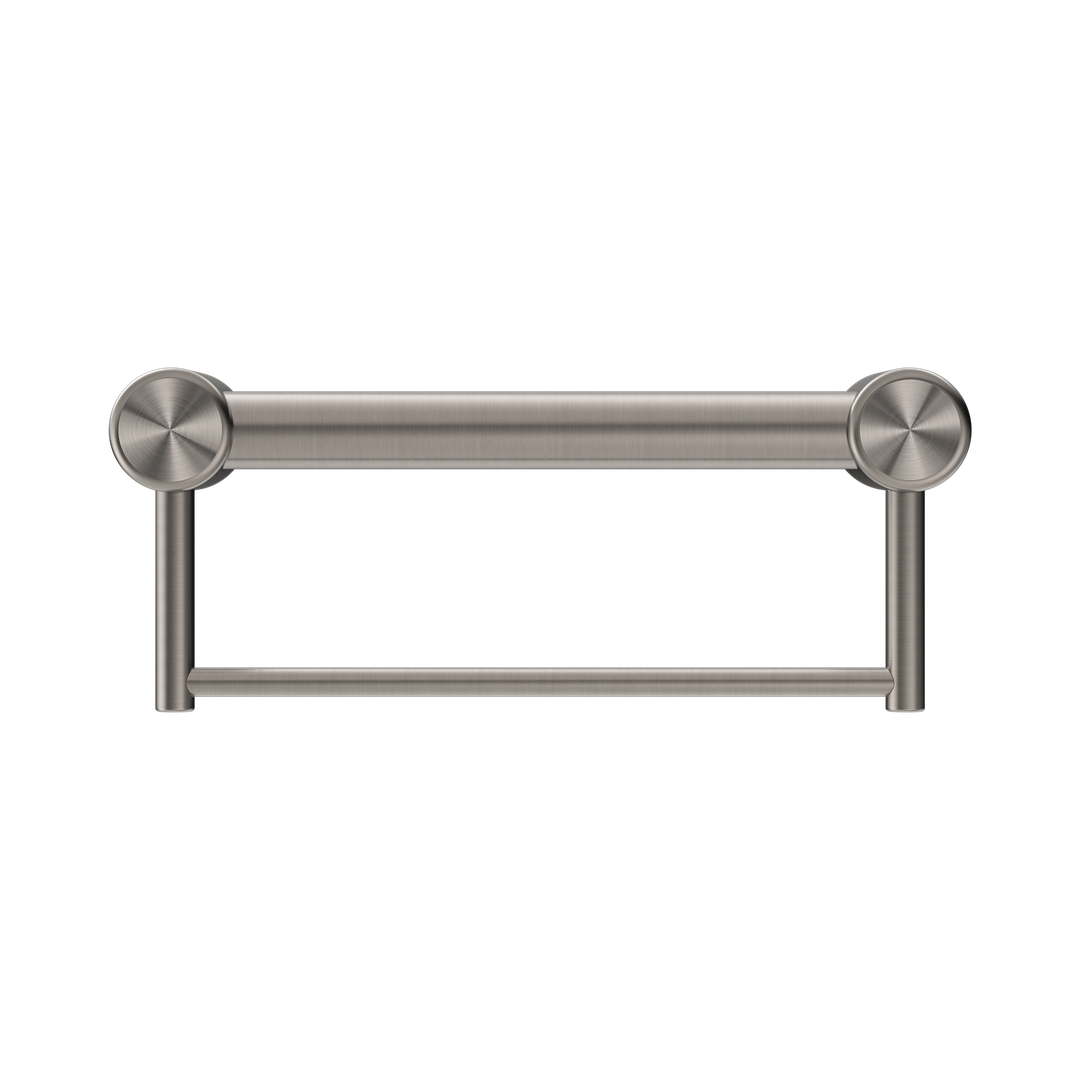 Mecca Care 32mm Grab Rail With Nero Towel Holder 300mm - Brushed Nickel