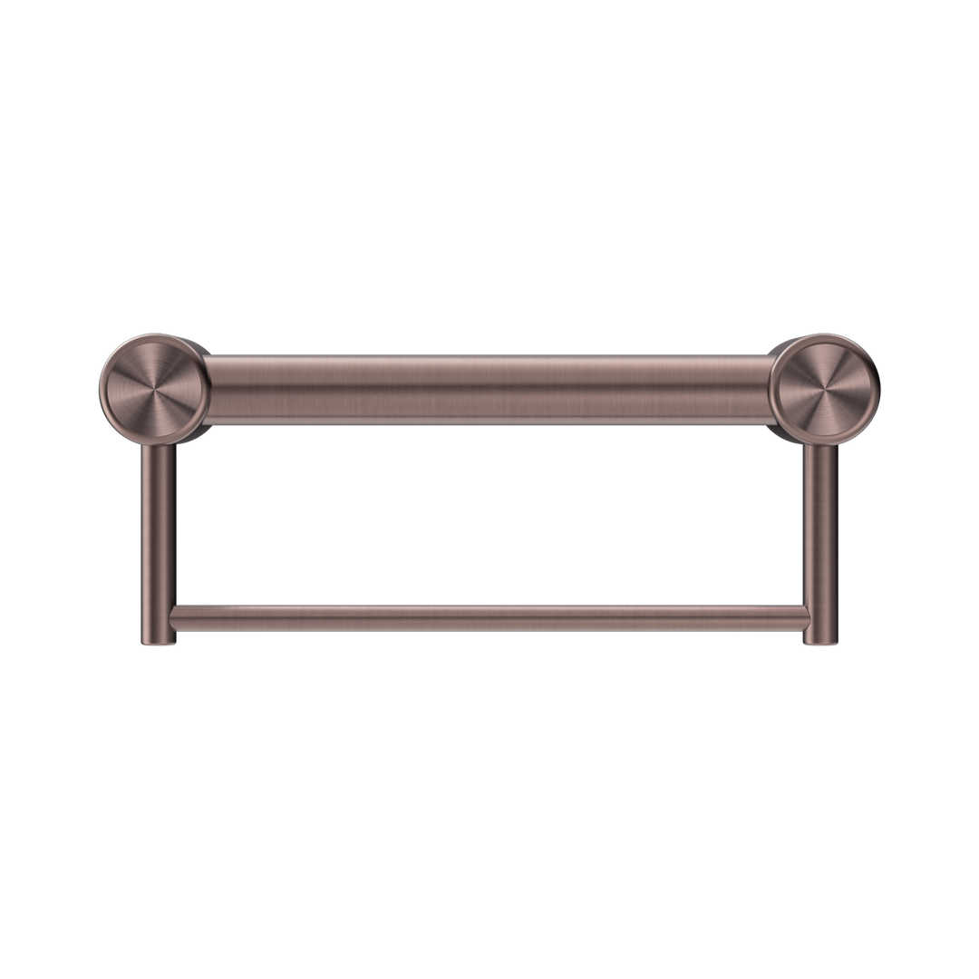 Mecca Care 32mm Grab Rail With Nero Towel Holder 300mm - Brushed Bronze