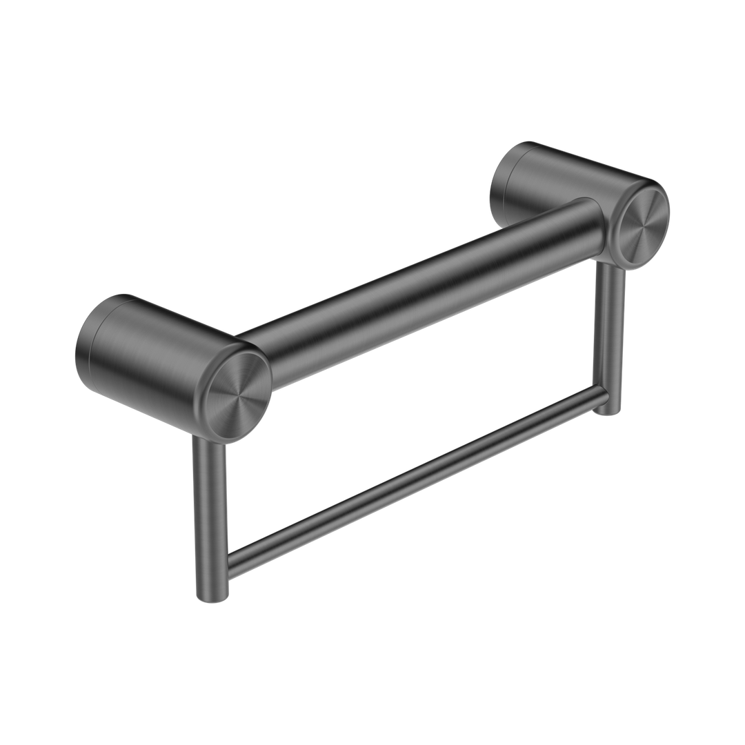 Mecca Care 32mm Grab Rail With Nero Towel Holder 300mm - Gun Metal