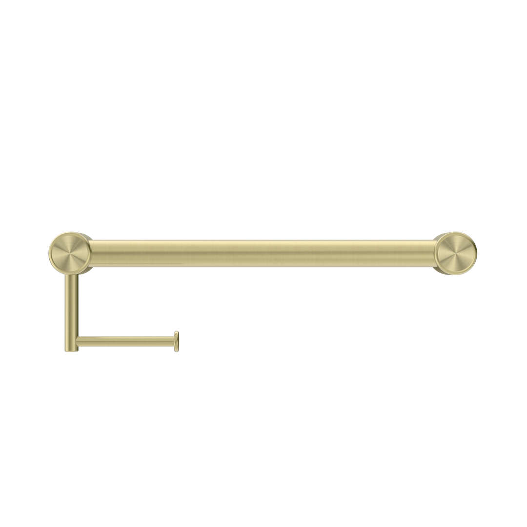 Nero Mecca Care 32mm Grab Rail With Toilet Roll Holder 450mm - Brushed Gold