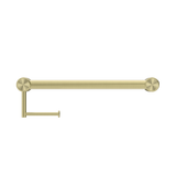 Nero Mecca Care 32mm Grab Rail With Toilet Roll Holder 450mm - Brushed Gold