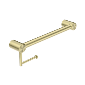 Nero Mecca Care 32mm Grab Rail With Toilet Roll Holder 450mm - Brushed Gold