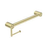 Nero Mecca Care 32mm Grab Rail With Toilet Roll Holder 450mm - Brushed Gold