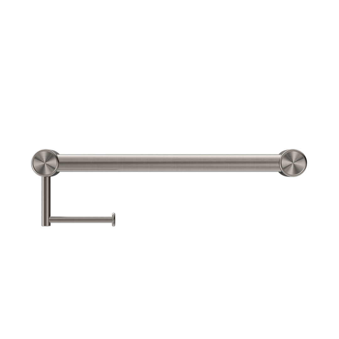 Nero Mecca Care 32mm Grab Rail With Toilet Roll Holder 450mm - Brushed Nickel