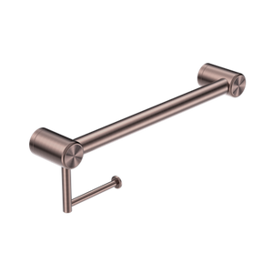 Nero Mecca Care 32mm Grab Rail With Toilet Roll Holder 450mm - Brushed Bronze