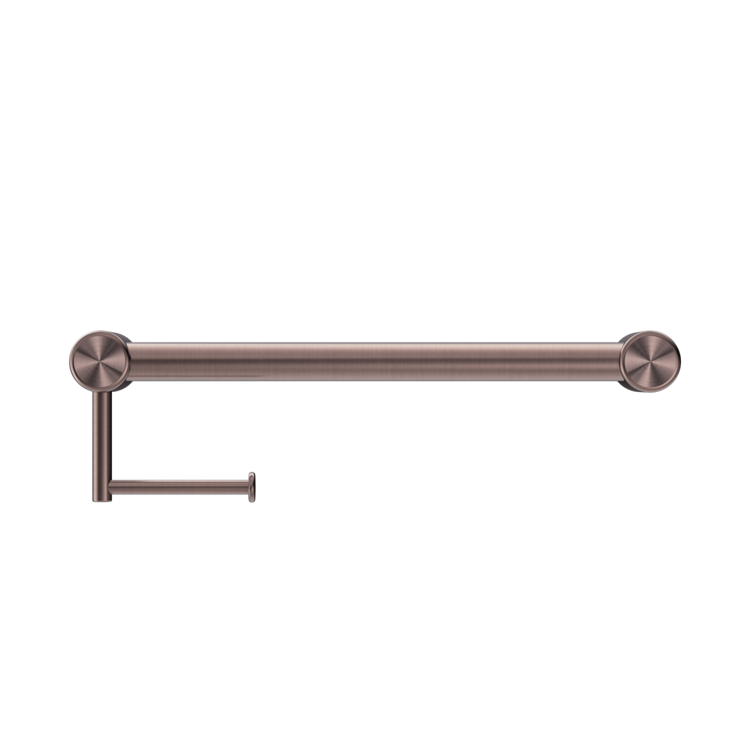 Nero Mecca Care 32mm Grab Rail With Toilet Roll Holder 450mm - Brushed Bronze