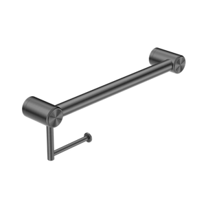 Nero Mecca Care 32mm Grab Rail With Toilet Roll Holder 450mm - Gunmetal