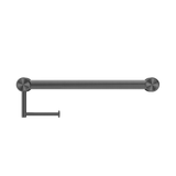 Nero Mecca Care 32mm Grab Rail With Toilet Roll Holder 450mm - Gunmetal