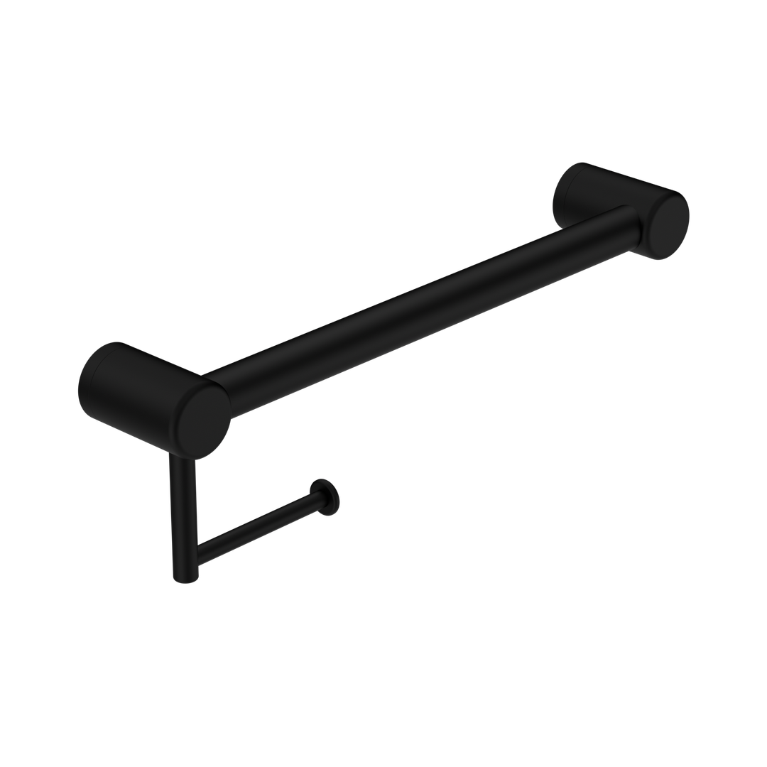 Nero Mecca Care 32mm Grab Rail With Toilet Roll Holder 450mm - Matt Black