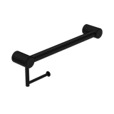 Nero Mecca Care 32mm Grab Rail With Toilet Roll Holder 450mm - Matt Black