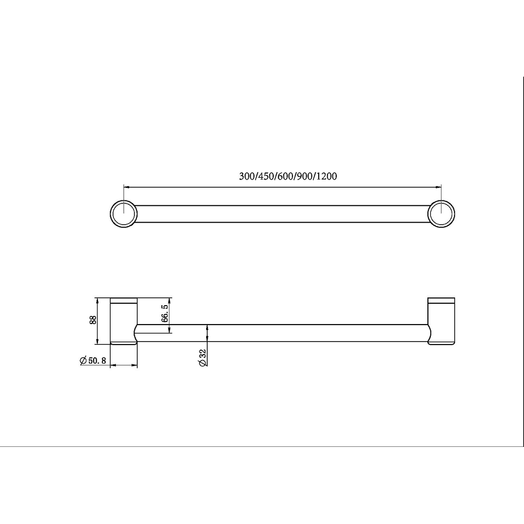 Nero Mecca Care 32mm Grab Rail 600mm - Brushed Gold