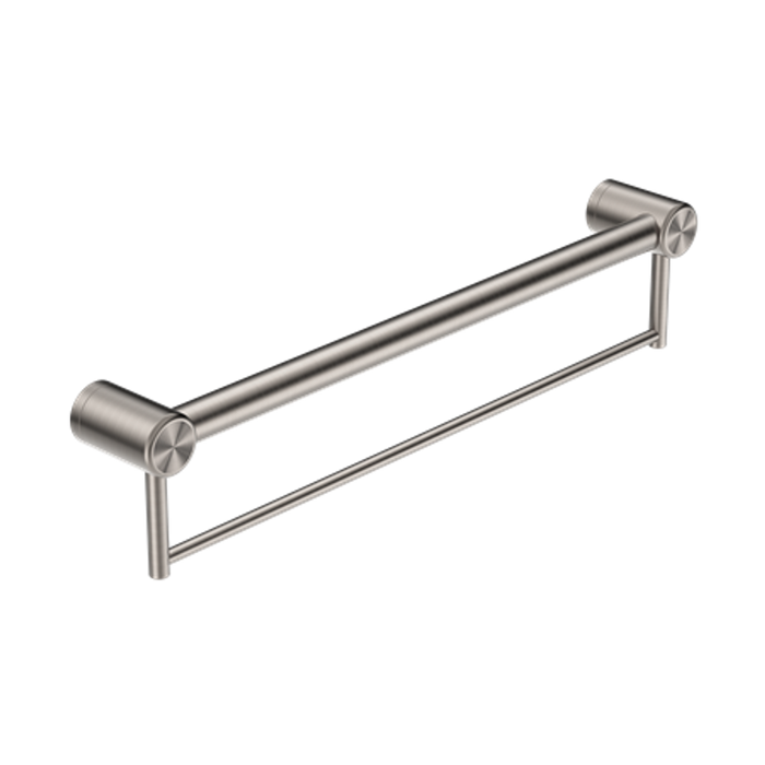 Nero Mecca Care 32mm Grab Rail With Towel Holder 600mm - Brushed Nickel