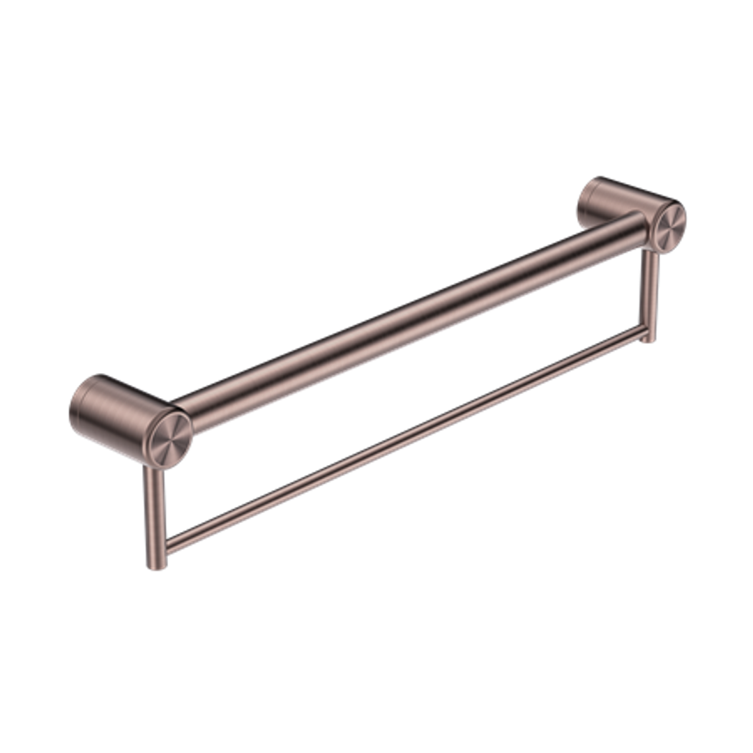 Nero Mecca Care 32mm Grab Rail With Towel Holder 600mm - Brushed Bronze