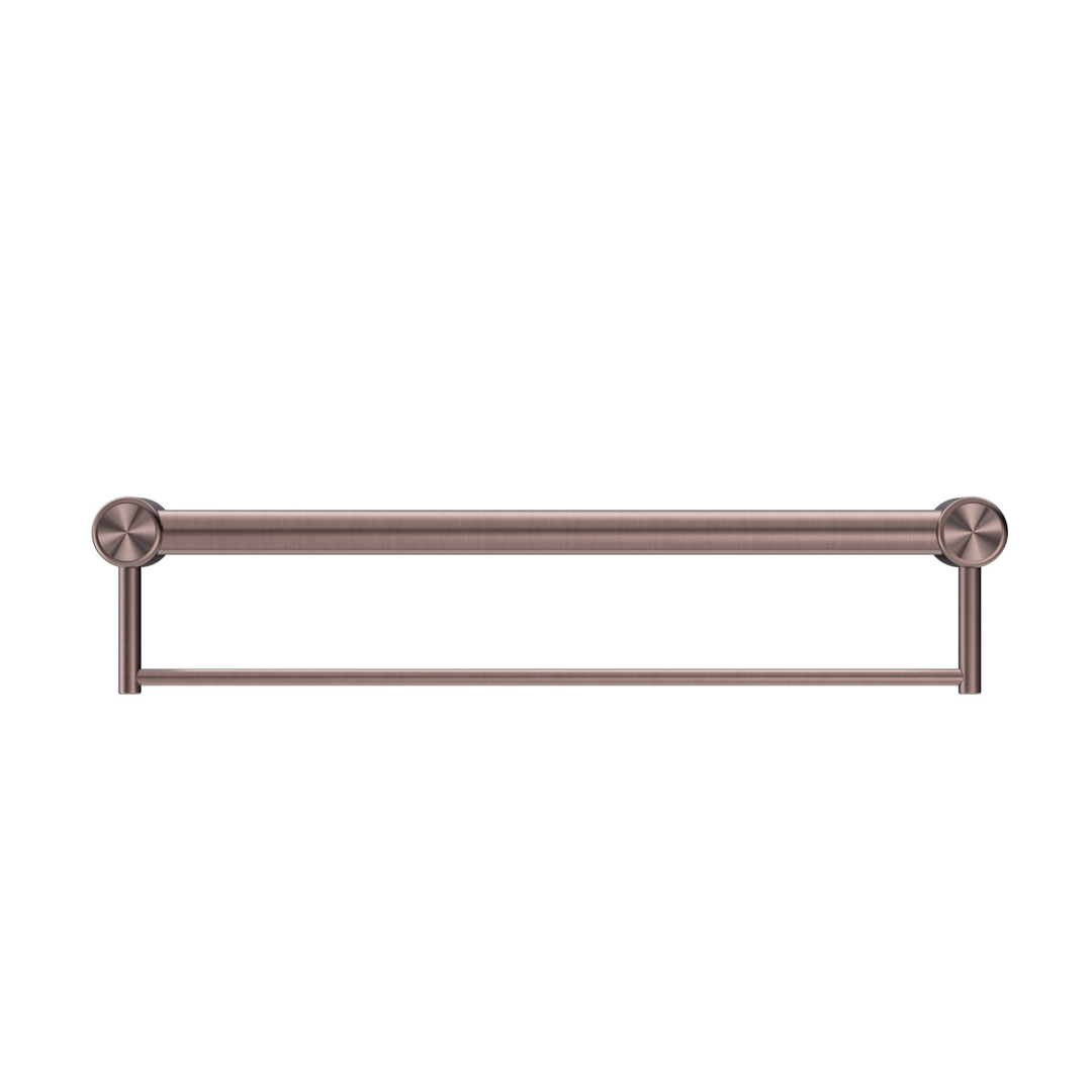 Nero Mecca Care 32mm Grab Rail With Towel Holder 600mm - Brushed Bronze