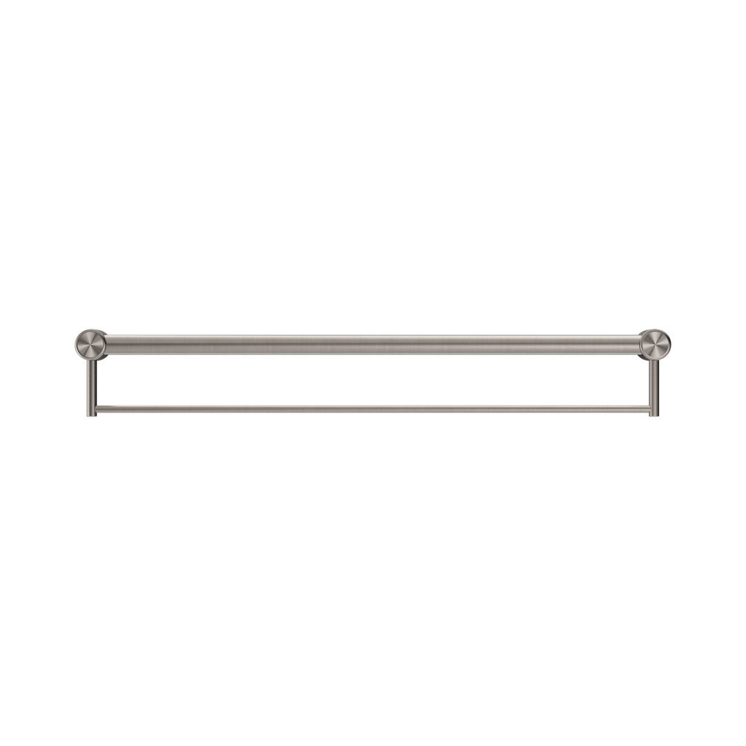 Mecca Care 32mm Grab Rail With Nero Towel Holder 900mm - Brushed Nickel