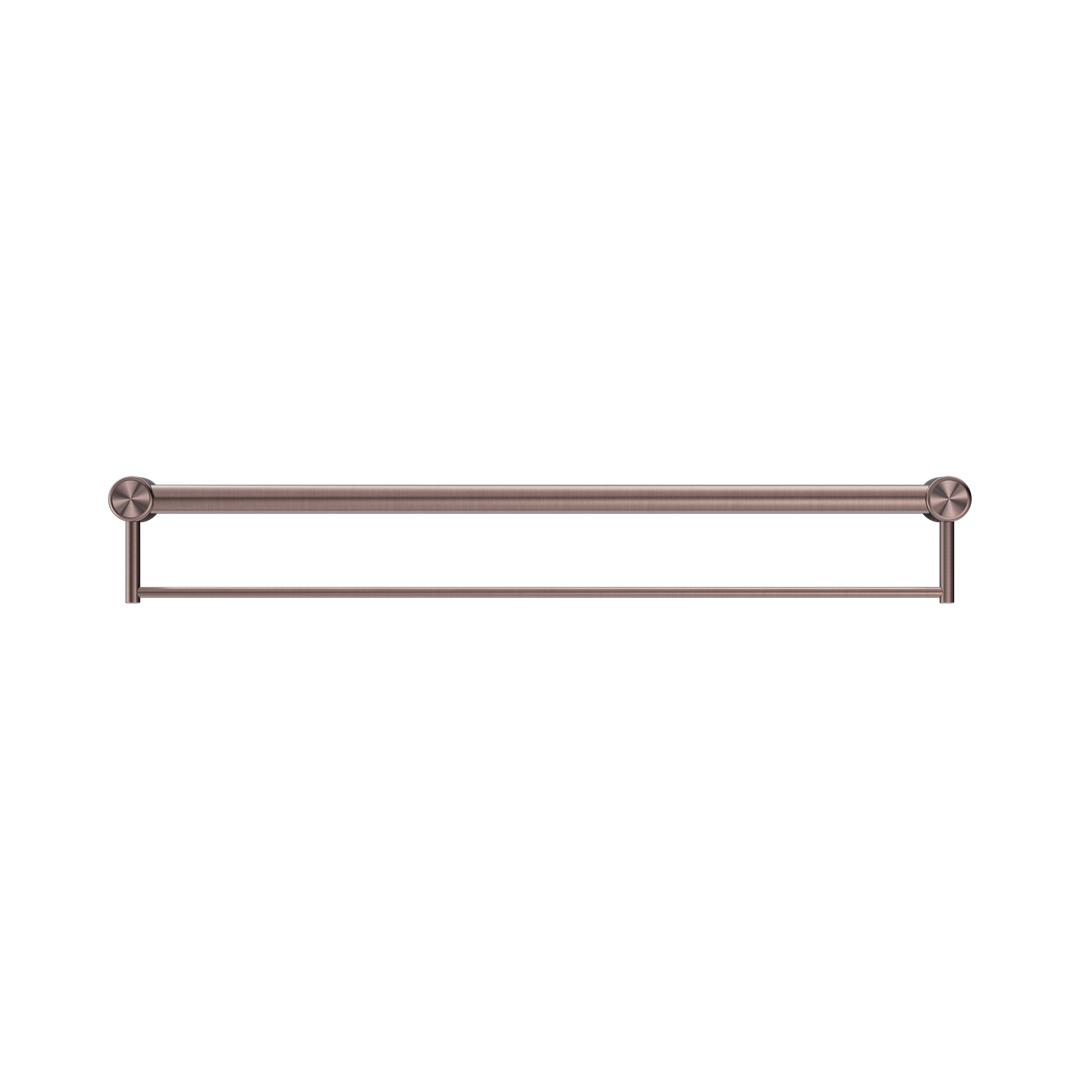 Mecca Care 32mm Grab Rail With Nero Towel Holder 900mm - Brushed Bronze