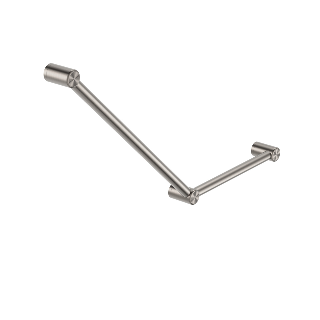 Mecca Care 32mm Ambulant Nero Toilet Nero Grab Rail 45 Degree 750X450mm - Brushed Nickel