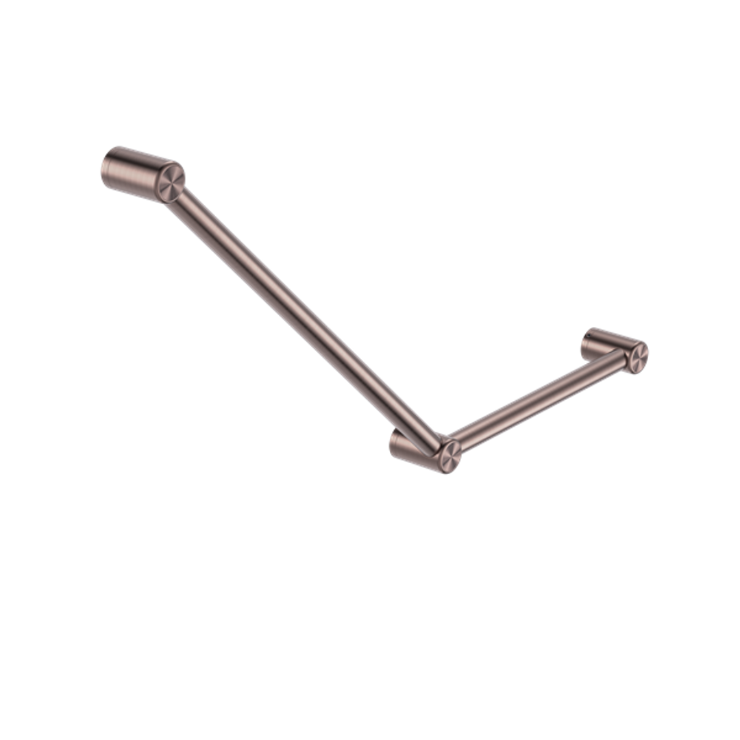 Nero Mecca Care 32mm Ambulant Toilet Grab Rail 45 Degree 750X450mm - Brushed Bronze