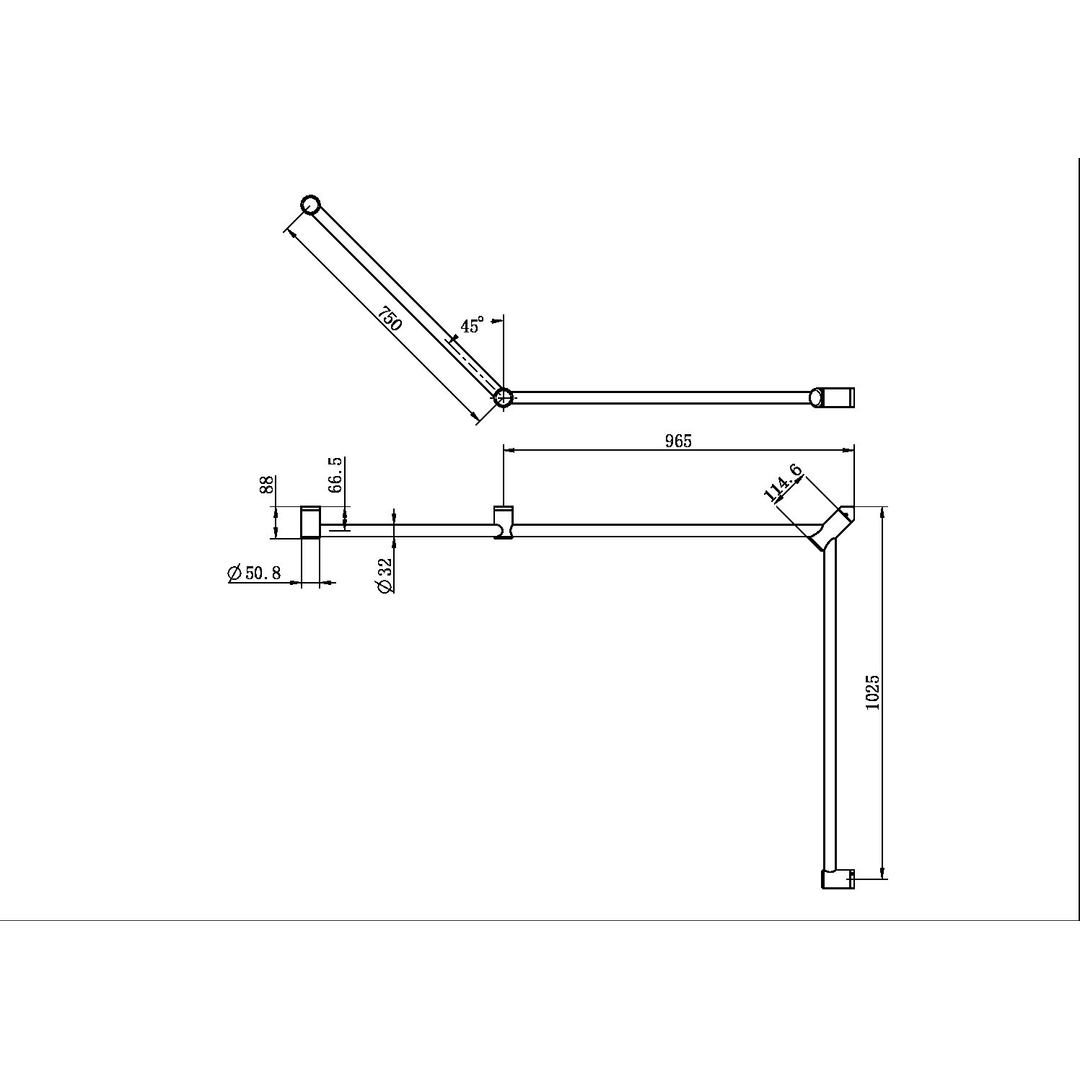 Nero Mecca Care 32mm Dda Toilet Grab Rail Set 45 Degree 750X965X1025mm - Matt Black