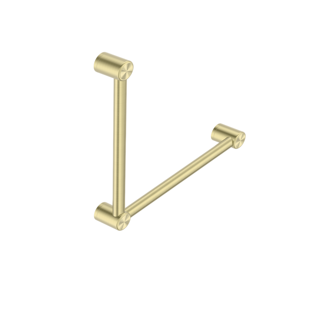 Nero Mecca Care 32mm Ambulant Toilet Grab Rail 90 Degree 450X450mm - Brushed Gold