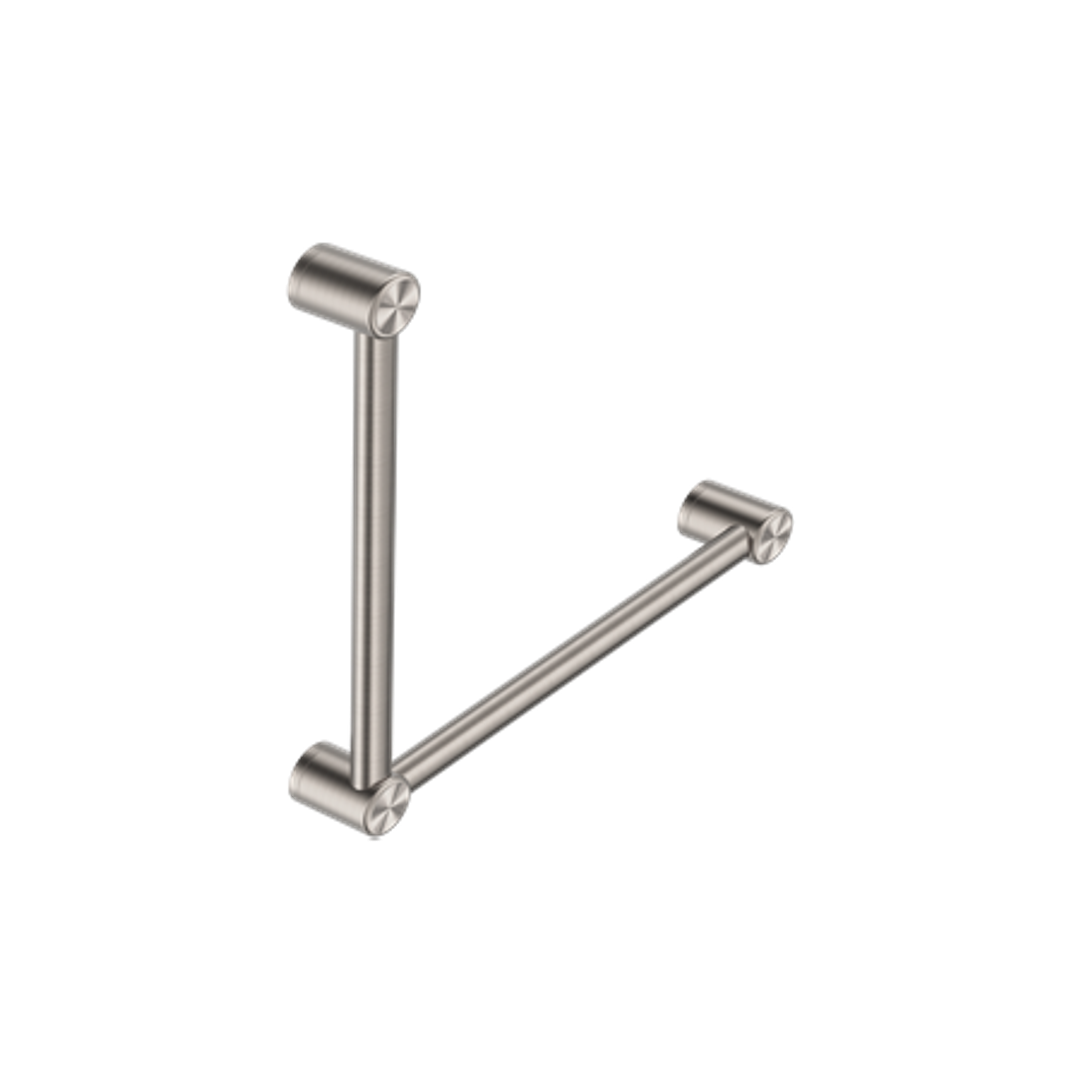 Nero Mecca Care 32mm Ambulant Toilet Grab Rail 90 Degree 450X450mm - Brushed Nickel