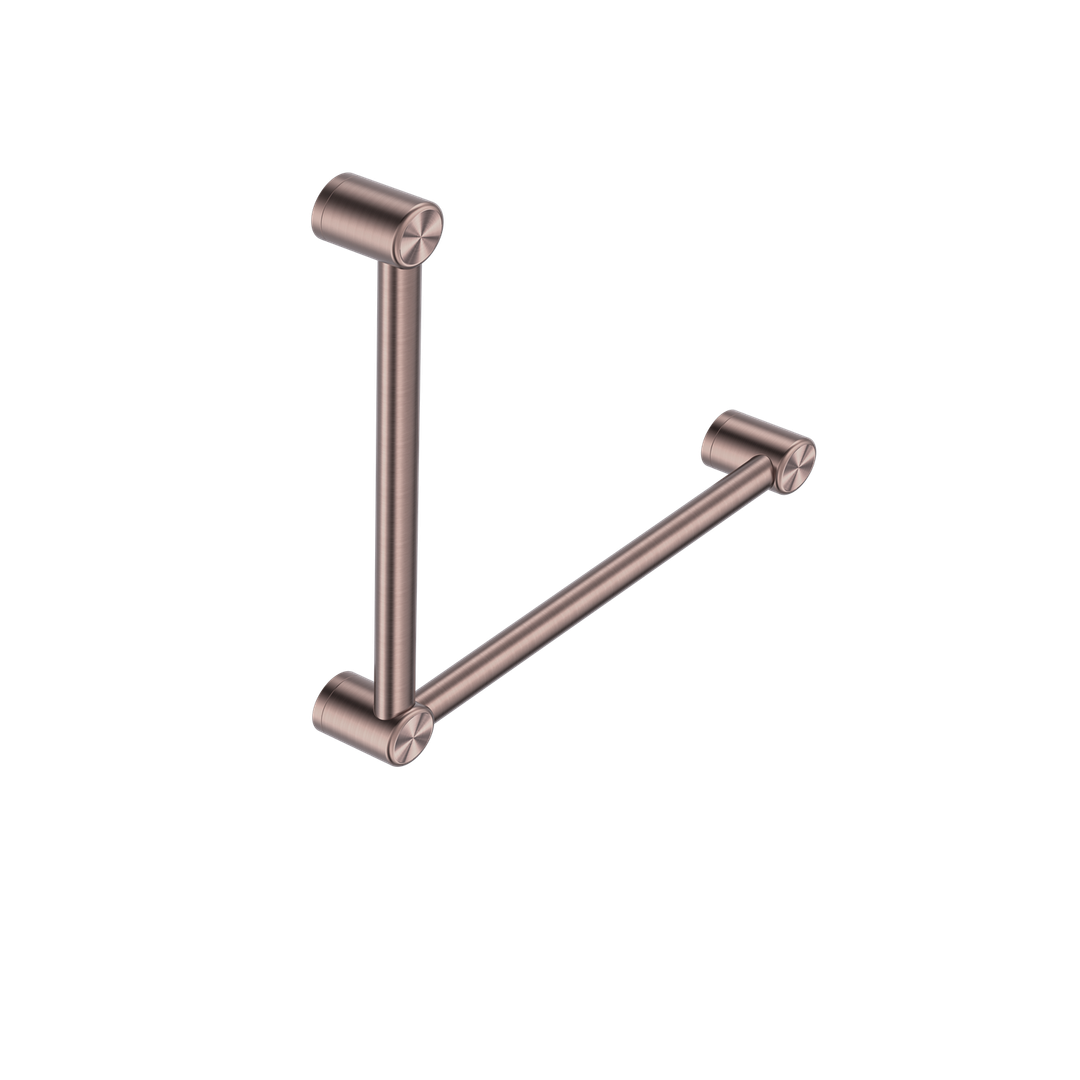 Nero Mecca Care 32mm Ambulant Toilet Grab Rail 90 Degree 450X450mm - Brushed Bronze