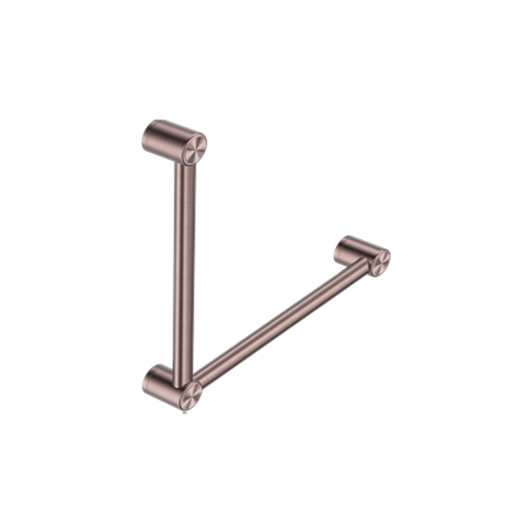 Nero Mecca Care 32mm Ambulant Toilet Grab Rail 90 Degree 450X450mm - Brushed Bronze