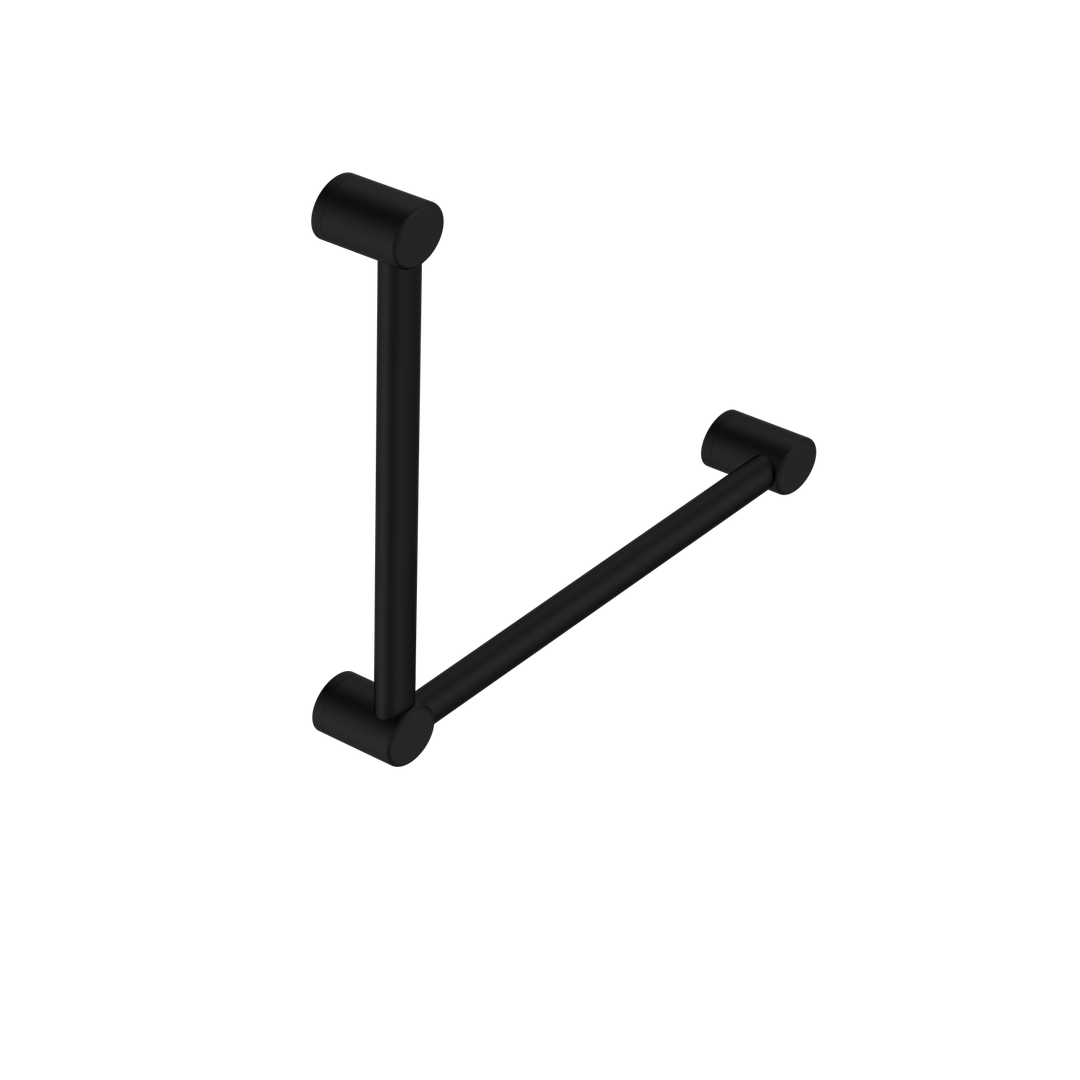 Nero Mecca Care 32mm Ambulant Toilet Grab Rail 90 Degree 450X450mm - Matt Black