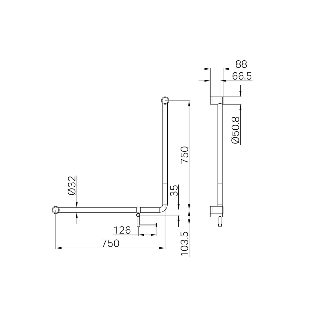 Nero Mecca Care 32mm 90 Deg. 750mm C/W Roll Holder - Brushed Bronze