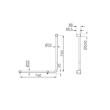 Nero Mecca Care 32mm 90 Degree Accessible Toilet Grab Rail 750mm - Brushed Bronze