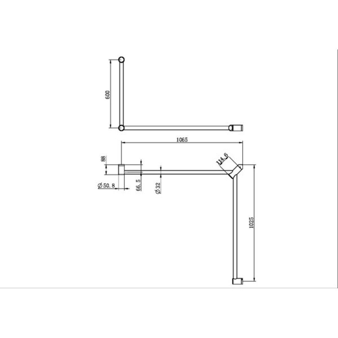 Mecca Care 32mm Dda Nero Toilet Nero Grab Rail Set 90 Degree 600X1065X1025mm - Chrome