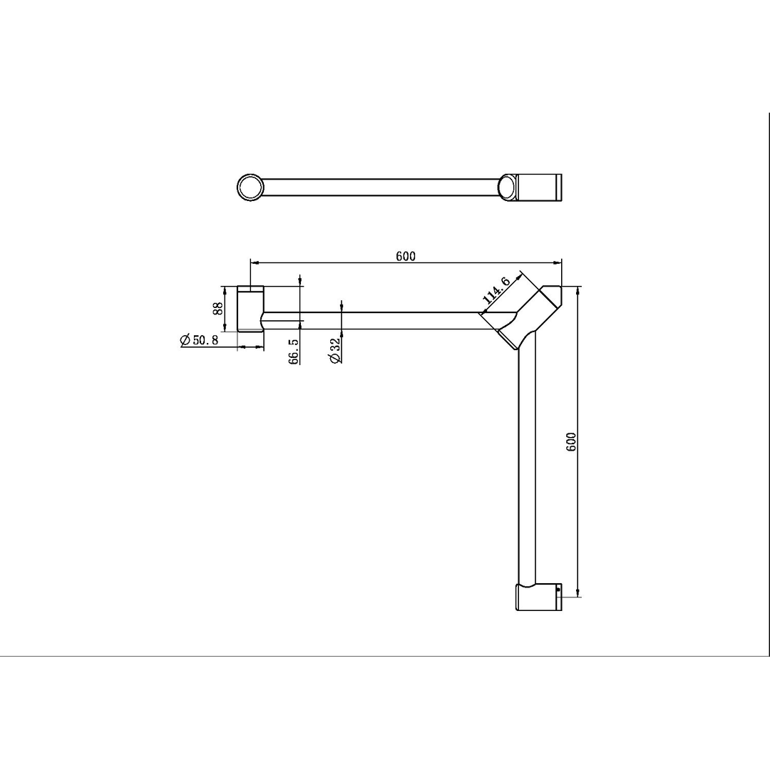 Mecca Care 32mm Wrap Around Corner Nero Grab Rail 600X600mm - Chrome