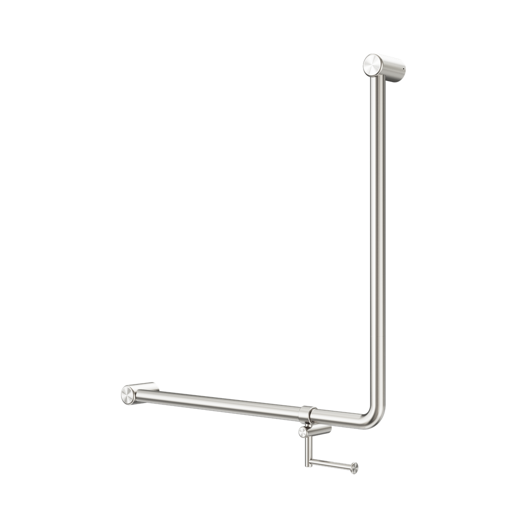 Nero Mecca Care 32mm 90 Deg. 750mm C/W Roll Holder - Brushed Nickel