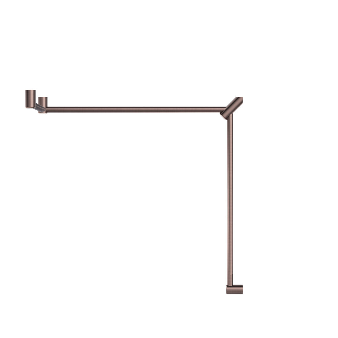 Nero Mecca Care 32mm Dda Toilet Grab Rail Set 90 Degree 600X1065X1025mm - Brushed Bronze