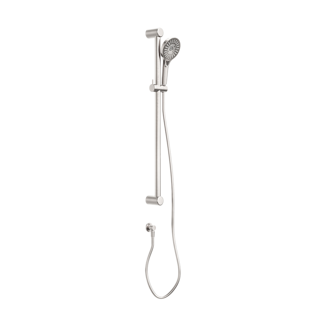 Nero Mecca Care 32Mm Grab Rail And Adjustable Shower Rail Set 900Mm - Brushed Nickel